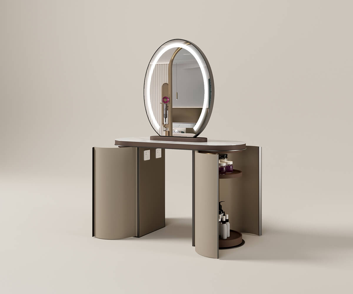 Glorall salon mirror station hair salon station mirror with LED light (2)