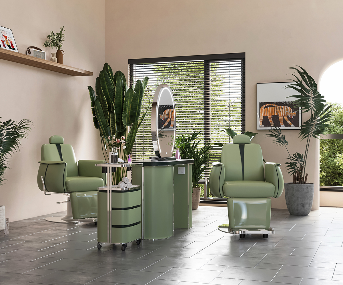 Glorall green salon furniture barber chair makeup chair beauty chair for beauty salon studio- (1)
