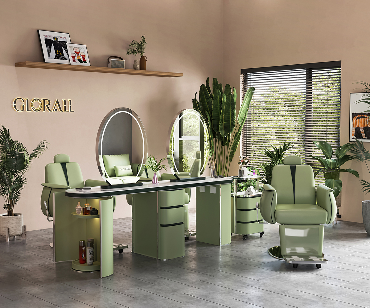 Glorall green salon furniture barber chair makeup chair beauty chair for beauty salon studio- (10)