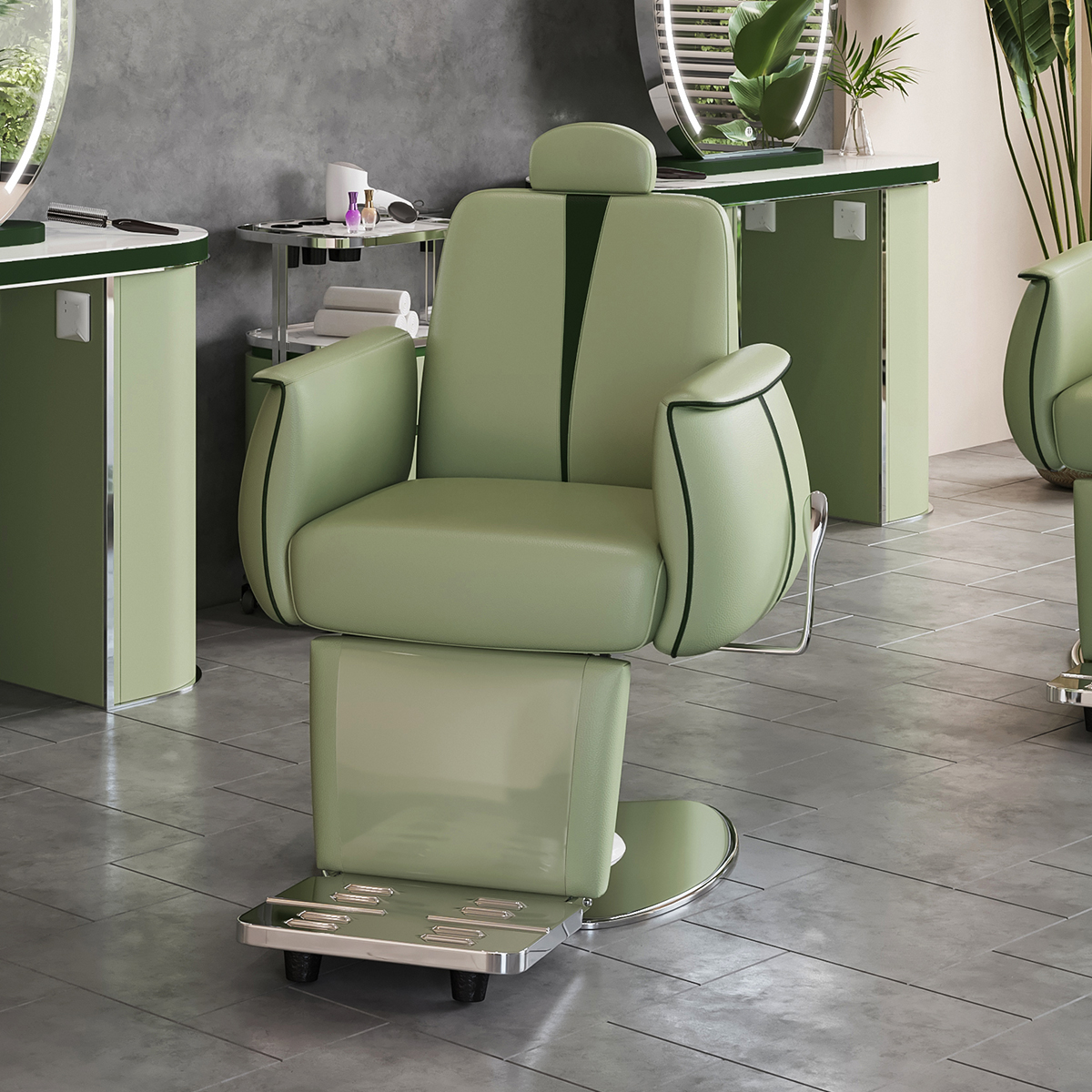 Glorall green salon furniture barber chair makeup chair beauty chair for beauty salon studio- (3)