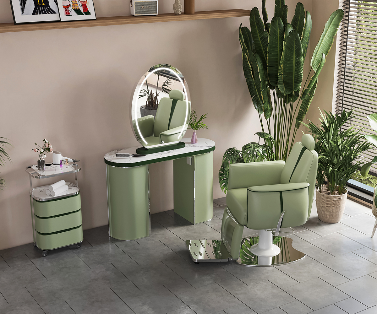 Glorall green salon furniture barber chair makeup chair beauty chair for beauty salon studio- (7)