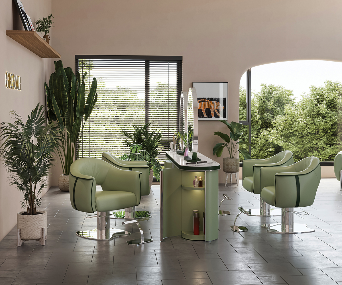 Glorall green salon mirror station for hair salon beauty makeup studio (6)