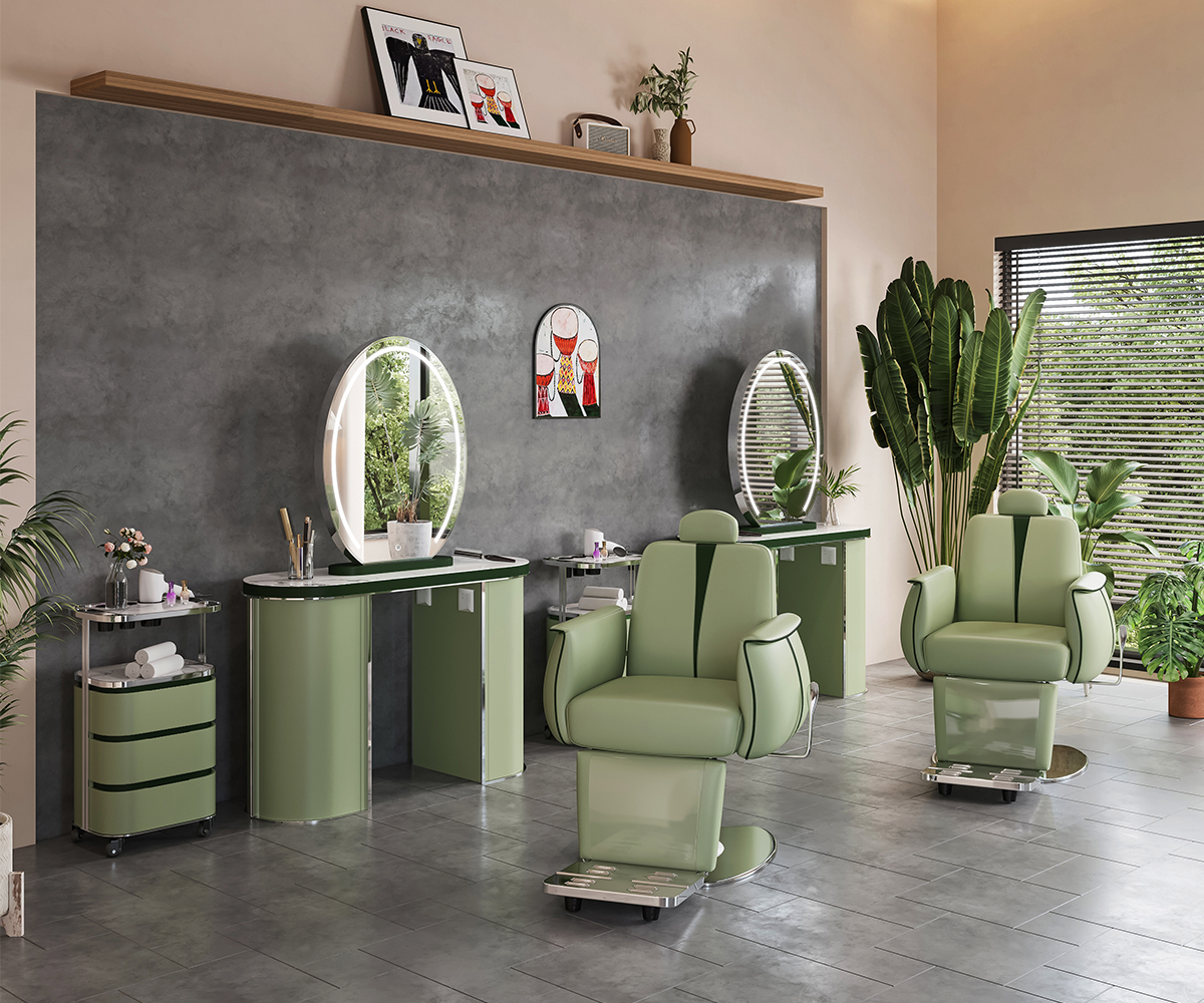 Glorall green salon mirror station for hair salon beauty makeup studio (7)