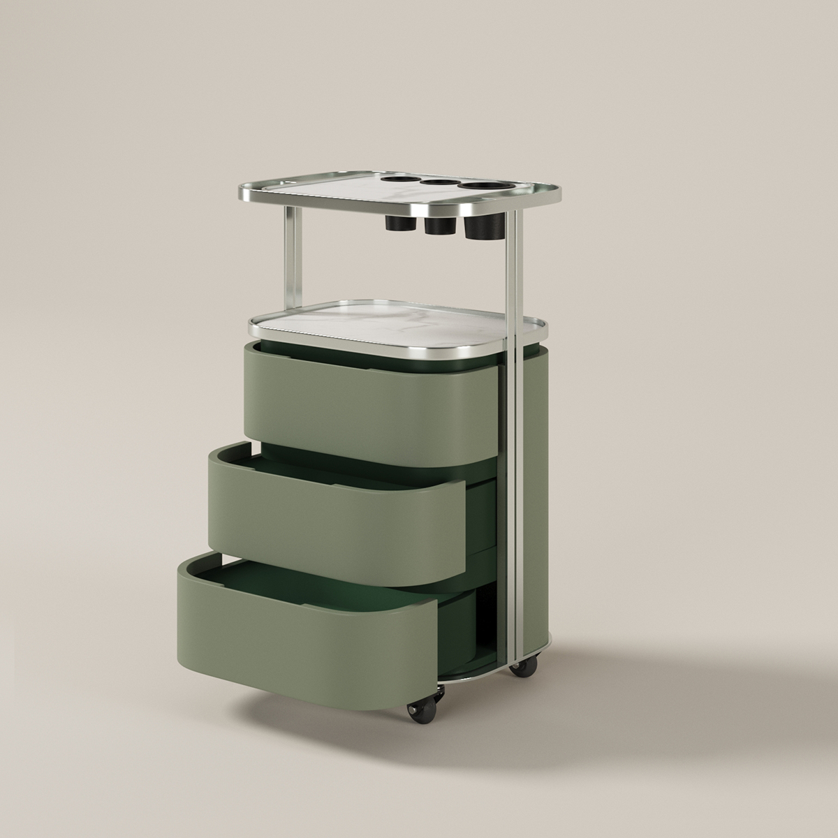 Glorall green salon station hair trolley cart beauty stool cabinet (1)