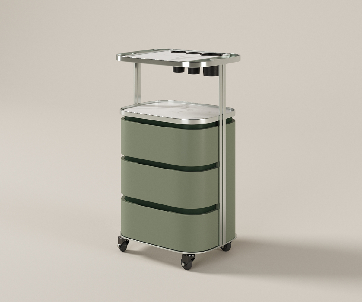 Glorall green salon station hair trolley cart beauty stool cabinet (3)
