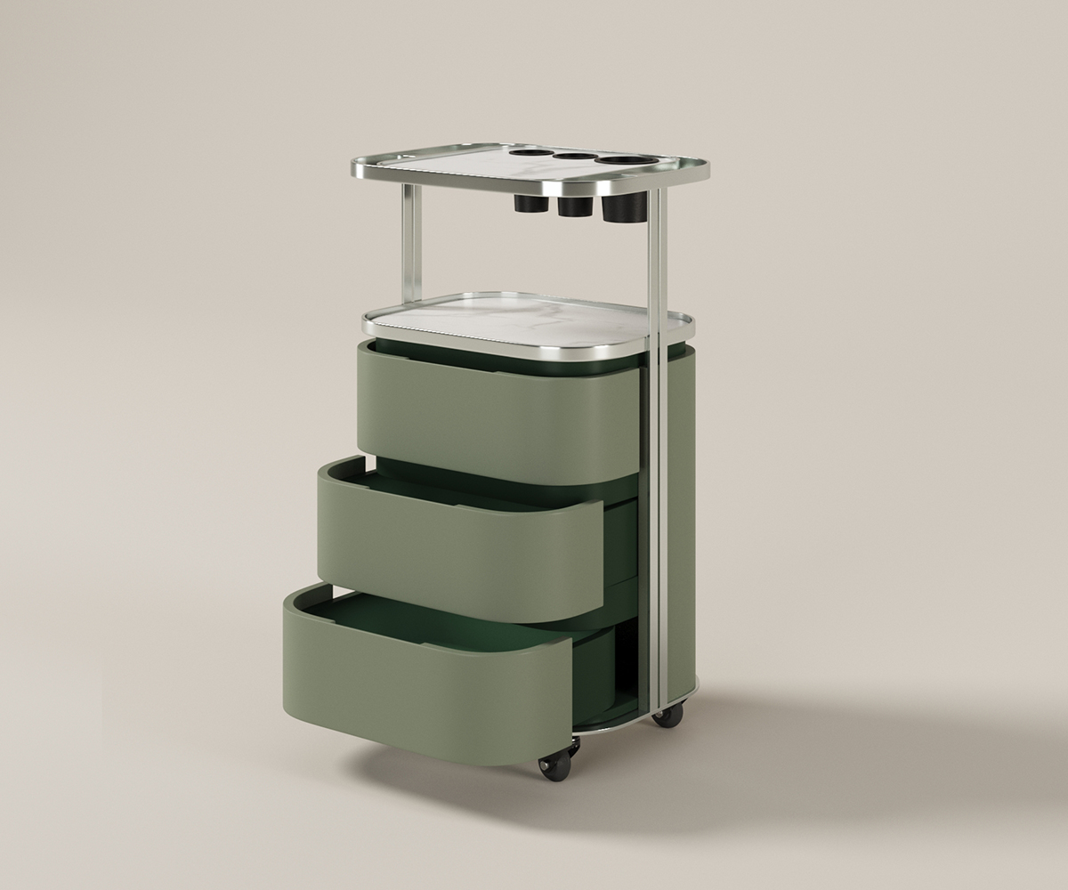 Glorall green salon station hair trolley cart beauty stool cabinet (4)