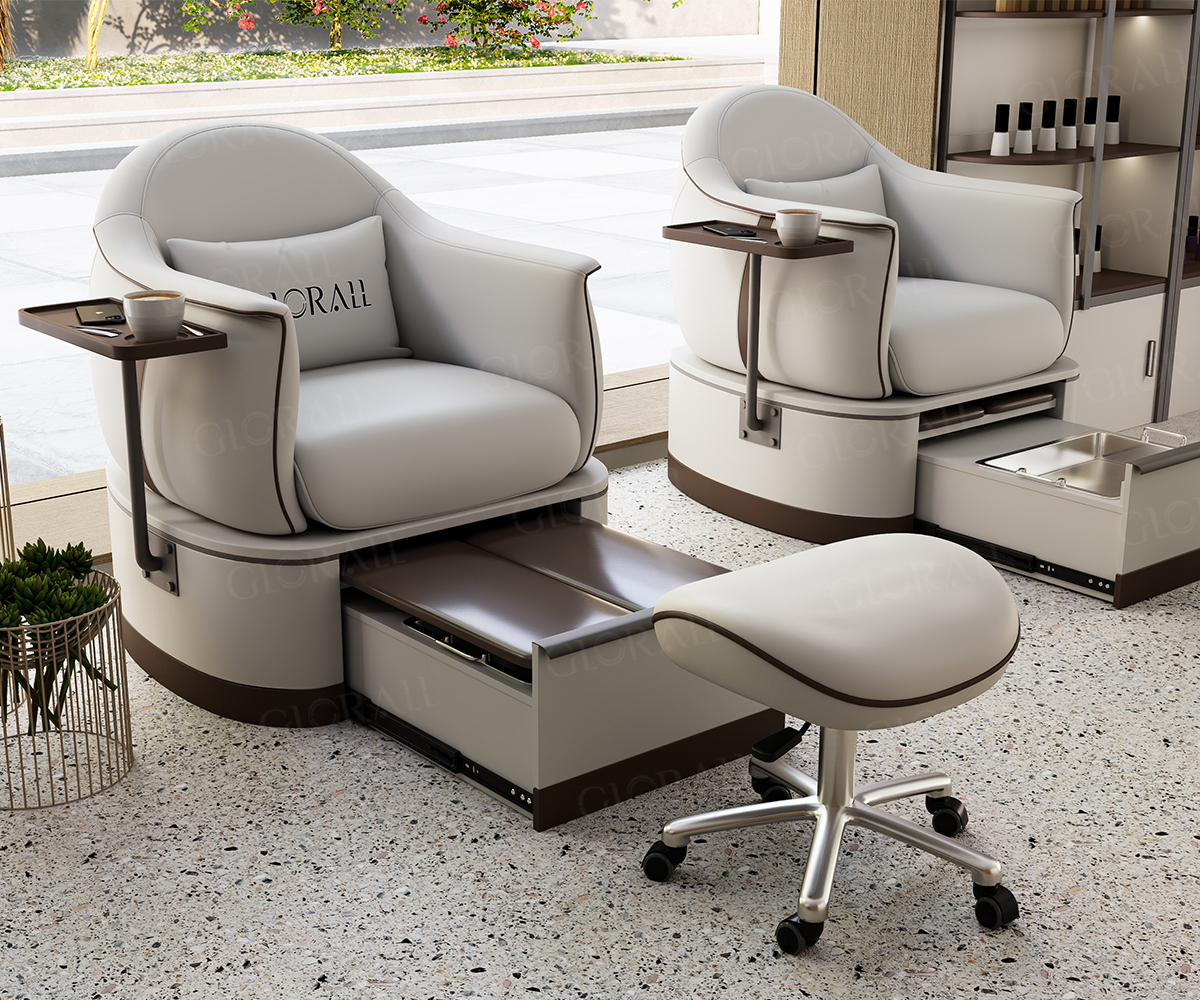 Glorall white spa chair pedicure chair for nail salon modern design salon furniture- (7)