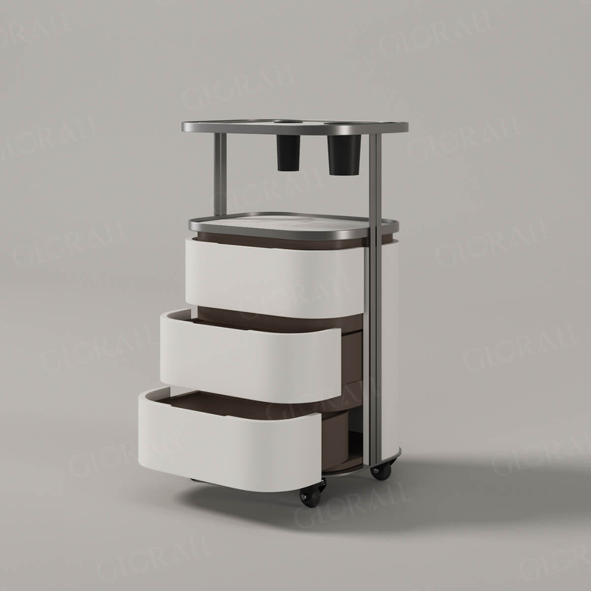 Glorall white salon station hair trolley cart beauty station- (2)