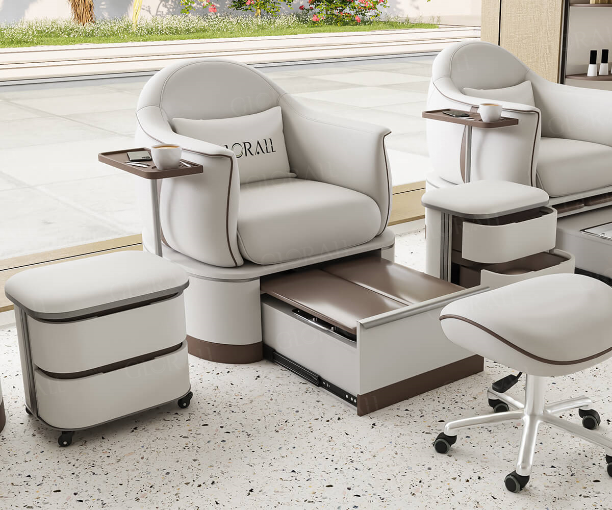 Glorall white spa chair pedicure chair for nail salon modern design salon furniture nail shop