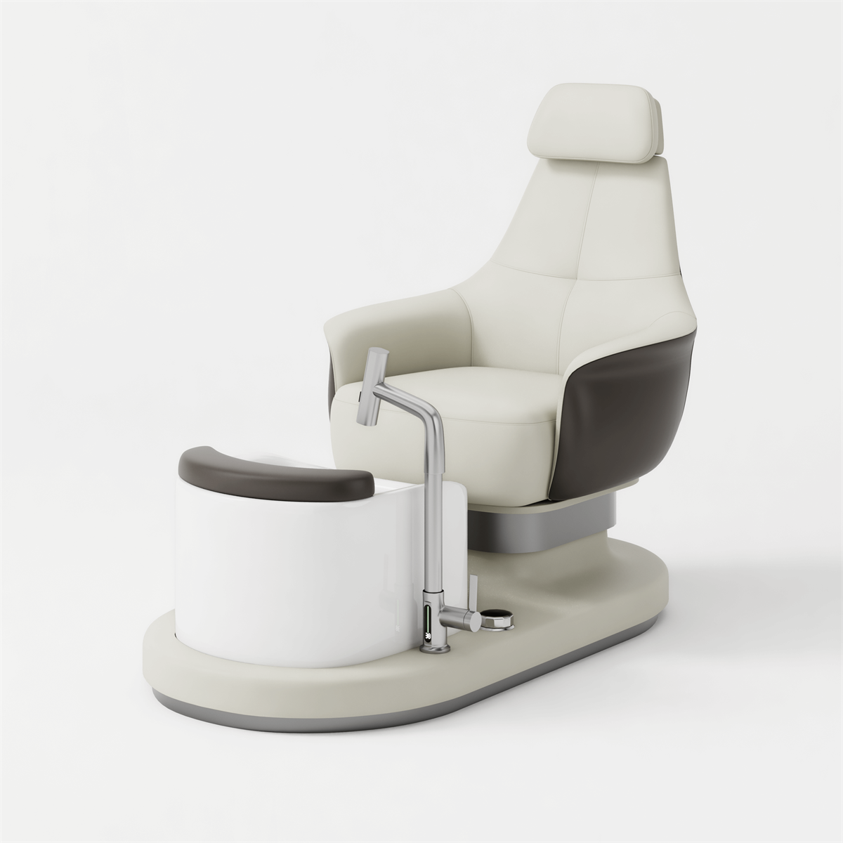 Glorall Mocha MO1011 luxury spa pedicure chair with integrated foot basin and modern faucet