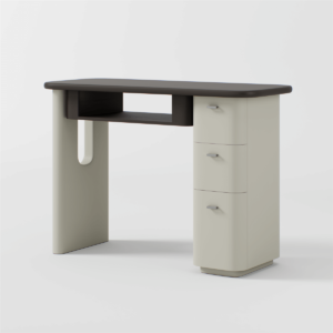 Glorall Mocha MO1806 modern manicure table with sintered stone desktop and storage cabinet