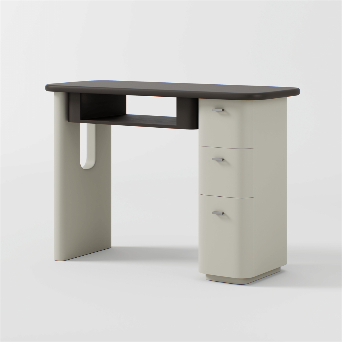 Glorall Mocha MO1806 modern manicure table with sintered stone desktop and storage cabinet
