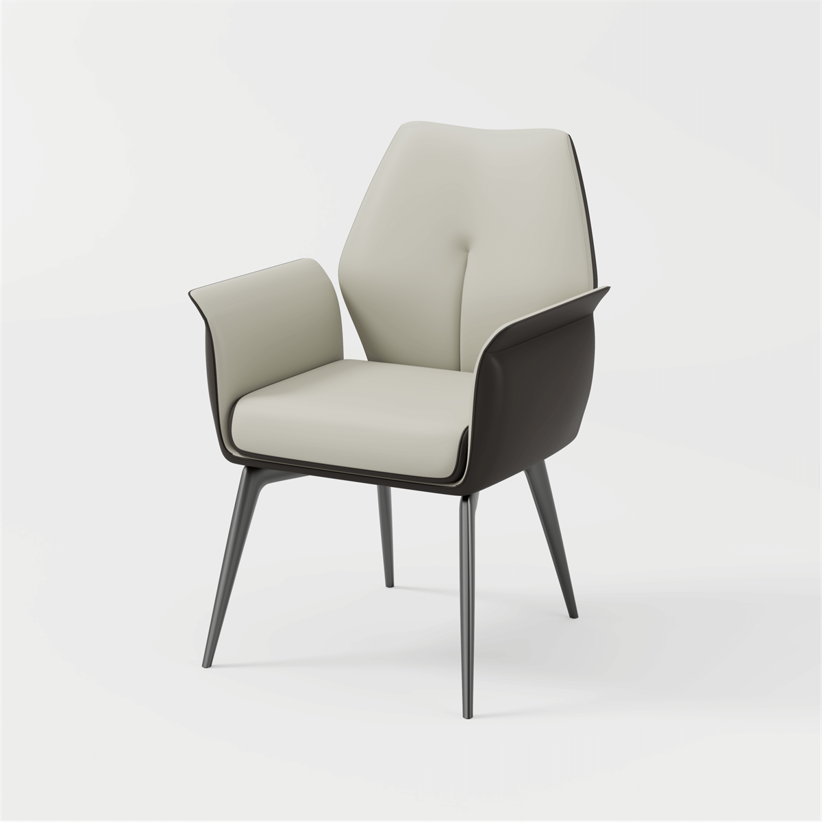 Glorall Mocha MO1906 modern dual-tone nail chair with black stainless steel legs