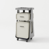 Glorall Mocha MO2009 rolling salon trolley station with black stainless steel frame and silicon wheels