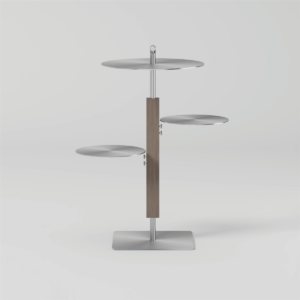 Glorall Mocha MO3208 multi-tier minimalist salon side table with stainless steel base