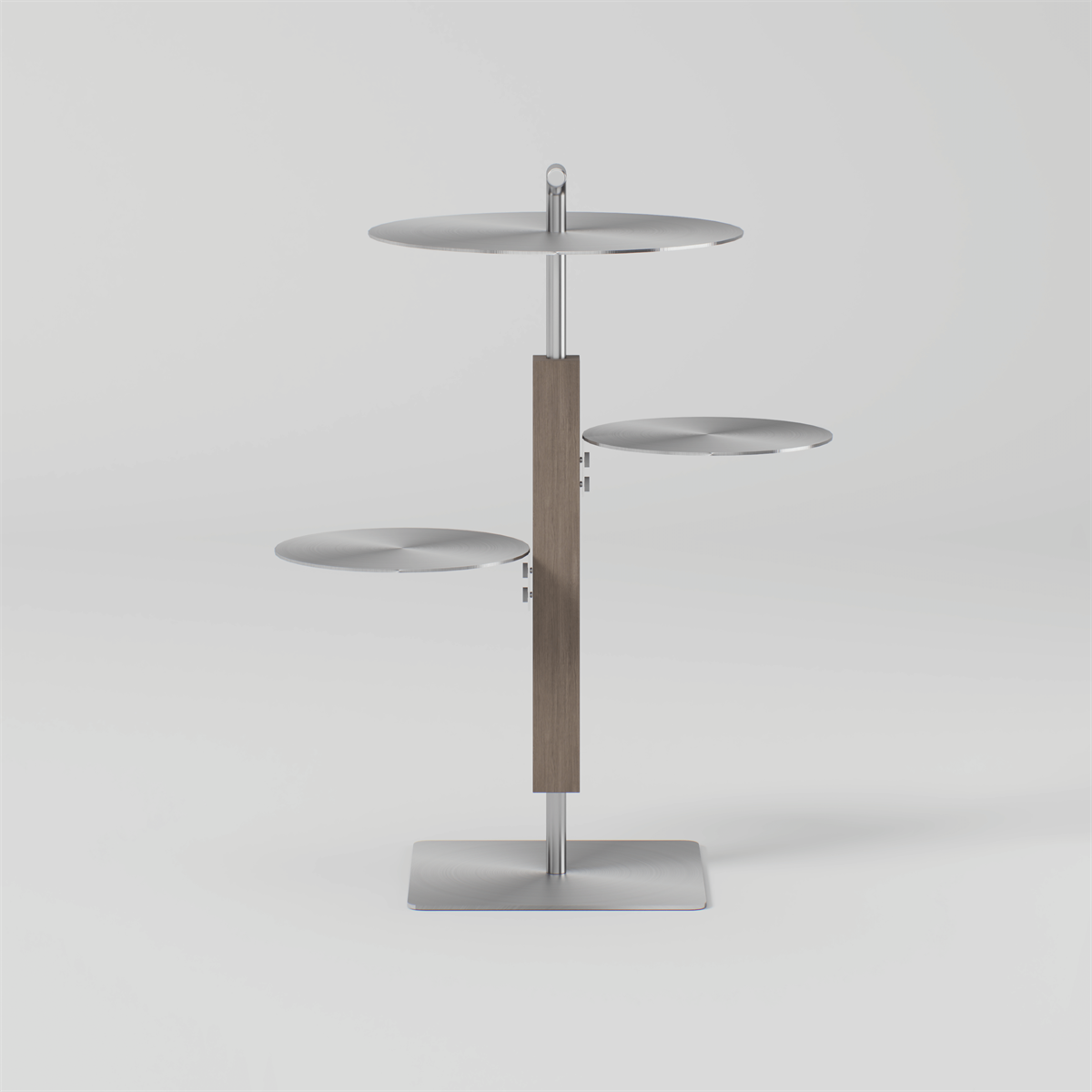 Glorall Mocha MO3208 multi-tier minimalist salon side table with stainless steel base