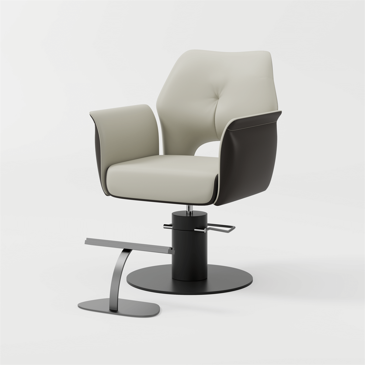 Glorall Mocha MO5002 dual-tone light grey and dark brown salon styling chair with hydraulic black base