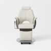 Glorall Mocha MO5302 reclining barber chair with patented black base and huggy armrest