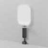 Glorall Mocha MO7002 wall-mounted LED salon mirror station with stainless steel frame and acrylic desk top