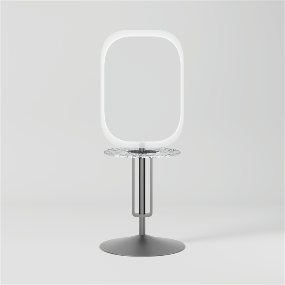 Glorall Mocha MO7006 freestanding double-sided LED salon mirror station with acrylic desk top