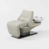 Glorall Mocha MO8002 electric shampoo chair with adjustable white ceramic basin in light grey leather