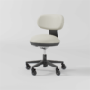 Glorall Mocha OC3009 ergonomic rolling salon stool in light grey leather with black ABS base and silicon wheels